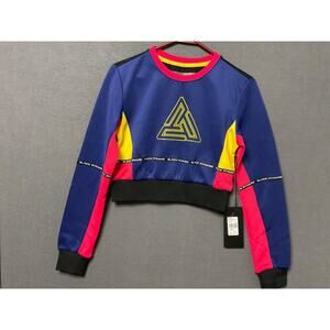 Black Pyramid Colorblock Cropped‎ Pullover Sweatshirt Womens XS NTW Retail $68